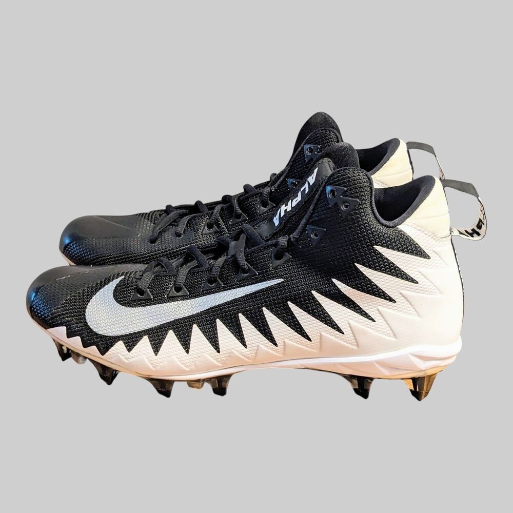Nike Men's Size 11 Alpha Menace Pro Mid Football Cleats Black Silver Breathable